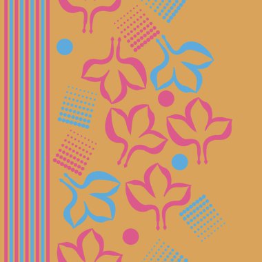 Renkli yapraklar ve çizgilerle dikişsiz desen