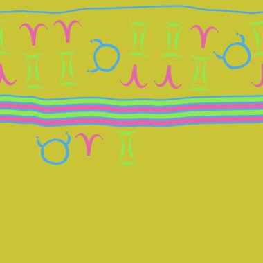 Zodiac Signs ile Dikişsiz soyut desen, vektör illüstrasyon