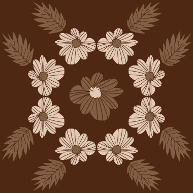 Modern çiçek çerçeve tasarım arka planda soyut çiçek elemanları