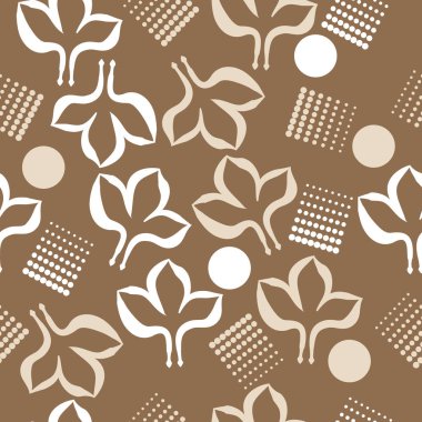 Renkli yapraklar ve noktalarla dikişsiz desen