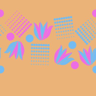 Noktalı soyut çiçekler, modern çiçek arka plan tasarımı 