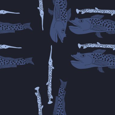 Soyut basit balıklar ile dikişsiz desen