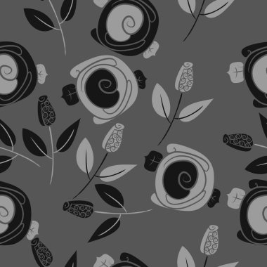 Çiçeklerle kesintisiz soyut desen, vektör arka plan