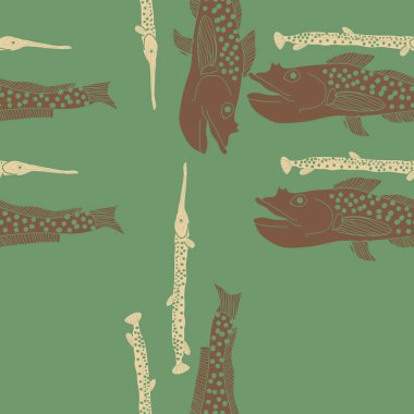 Soyut basit balıklar ile dikişsiz desen