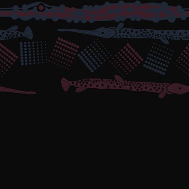 Balık ile dikişsiz soyut desen