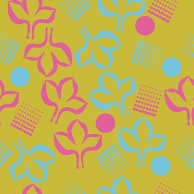 Renkli yapraklar ve noktalarla dikişsiz desen