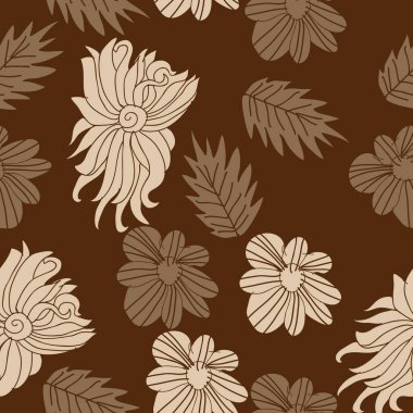 çiçekler, vektör çizim ile sanatsal seamless modeli