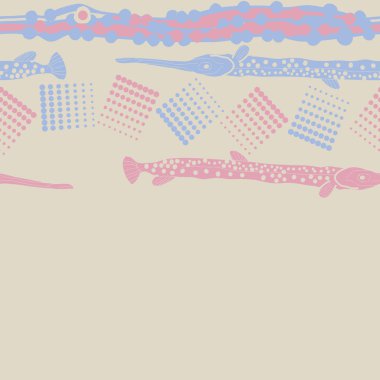 Balık ile dikişsiz soyut desen