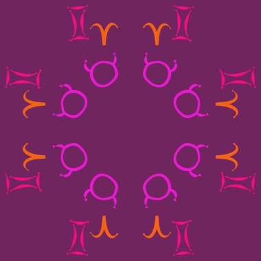 Zodiac Signs ile Dikişsiz soyut desen, vektör illüstrasyon