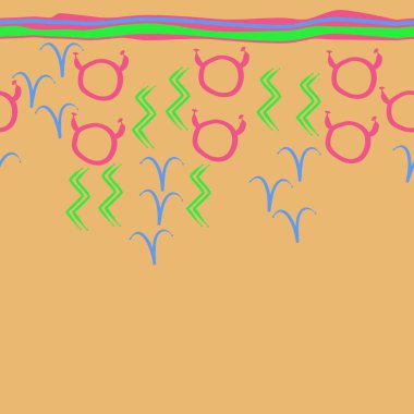 Burçların dikişsiz deseni, vektör illüstrasyonu