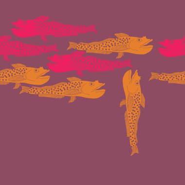 Renkli balık ile dikişsiz soyut desen