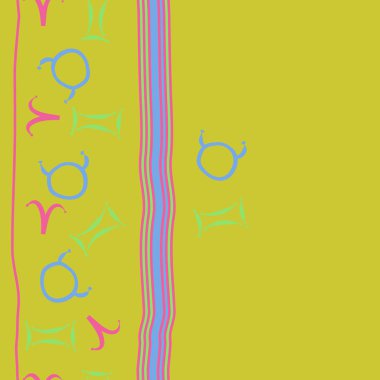 Zodiac Signs ile Dikişsiz soyut desen, vektör illüstrasyon