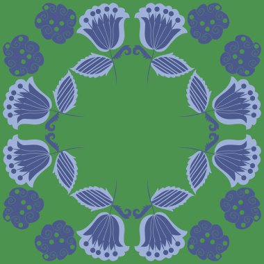 Soyut çiçekler daire çerçevesinin dikişsiz deseni