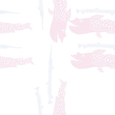Soyut basit balıklar ile dikişsiz desen