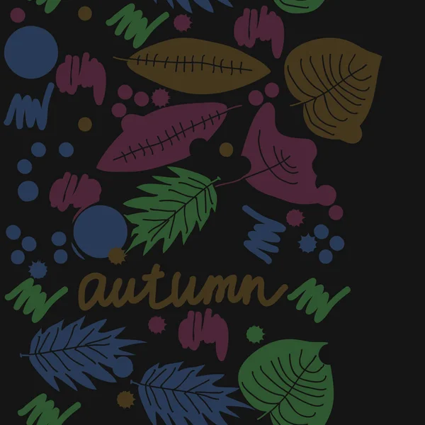 Feuilles Automnales Colorées Avec Mot Automne Sur Fond — Image vectorielle