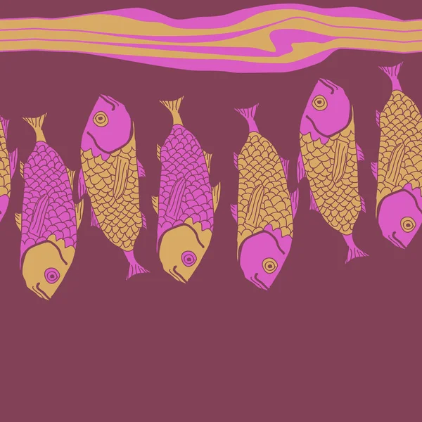 Renkli Balıklar Ile Dikişsiz Arka Plan Vektör Illüstrasyon — Stok Vektör