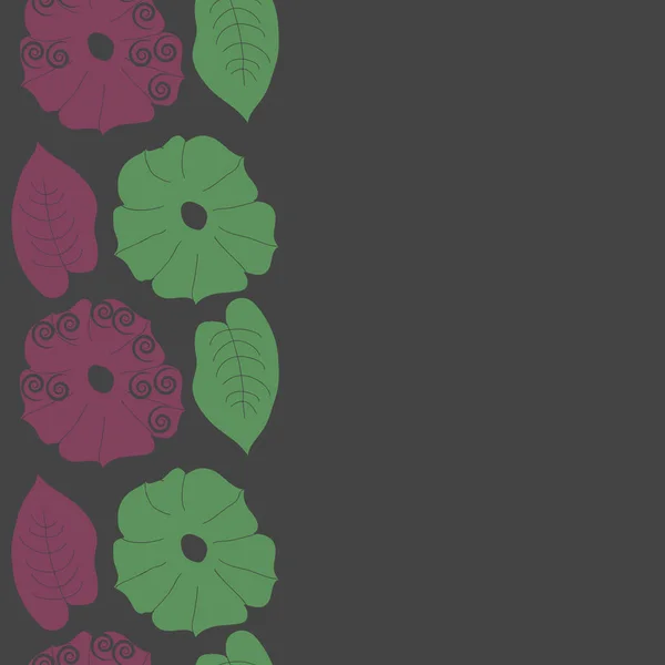 抽象的な単純な花や葉のシームレスなパターン — ストックベクタ