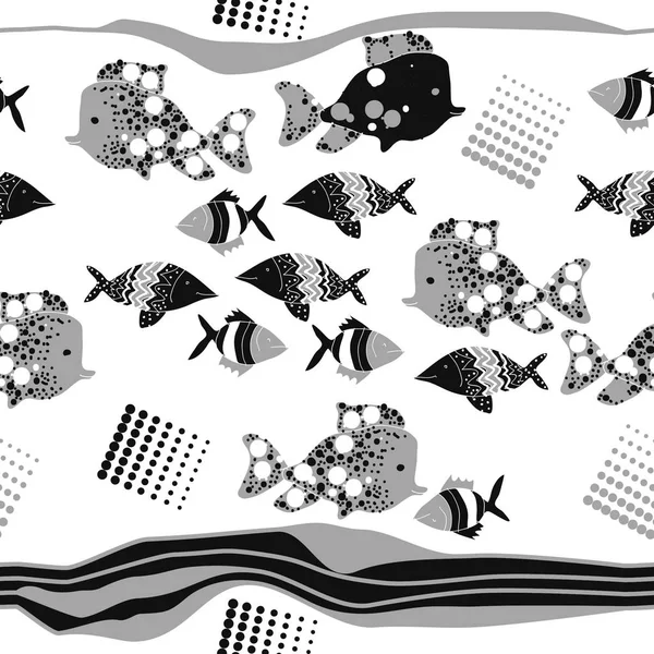 Абстрактные Рыбы Бесшовный Узор Просто Векторная Иллюстрация — стоковый вектор