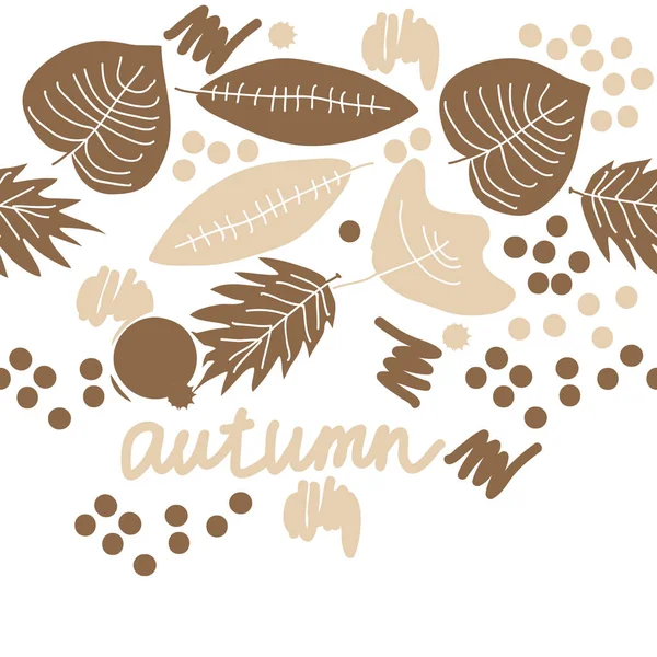 Feuilles Automnales Colorées Avec Mot Automne Sur Fond — Image vectorielle