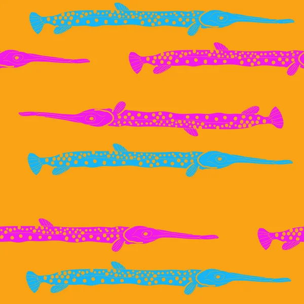 Naadloos Patroon Met Abstracte Eenvoudige Vis — Stockvector