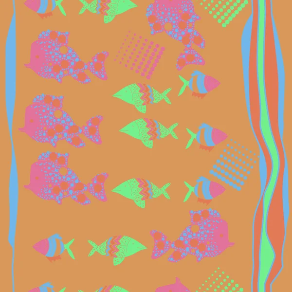 Poissons Abstraits Motif Sans Couture Illustration Vectorielle Simple — Image vectorielle