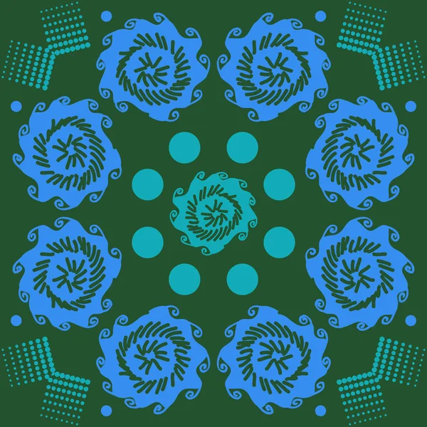 Bleu Modèle Abstrait Sans Couture Fond Vectoriel Avec Des Fleurs — Image vectorielle