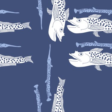 Soyut basit balıklar ile dikişsiz desen