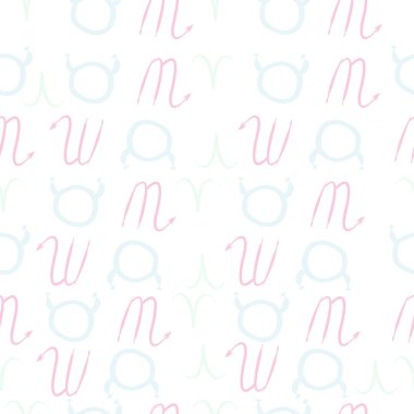 Zodiac Signs Dikişsiz desen. Vektör Illustration