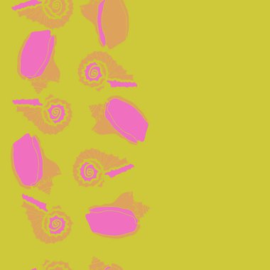 arka planda renkli parlak deniz kabukları seti