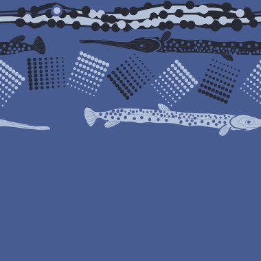 Balık ile dikişsiz soyut desen