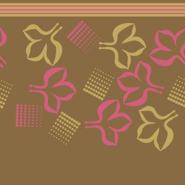 Renkli yapraklar ve noktalarla dikişsiz desen 