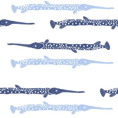 Soyut basit balık ile dikişsiz desen