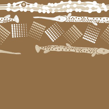 Balık ile dikişsiz soyut desen