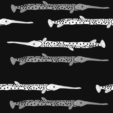 Soyut basit balık ile dikişsiz desen