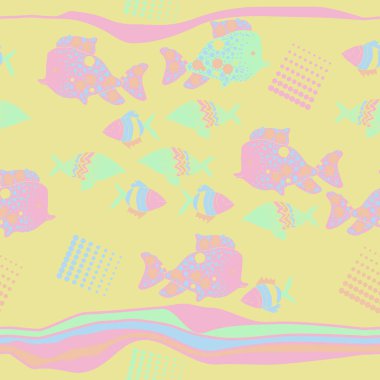 soyut balıklar dikişsiz desen, sadece vektör illüstrasyon