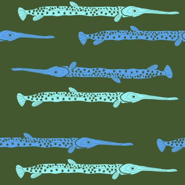 Soyut basit balık ile dikişsiz desen