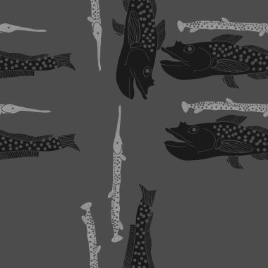 Soyut basit balıklar ile dikişsiz desen