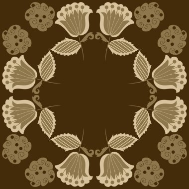 Soyut çiçekler daire çerçevesinin dikişsiz deseni