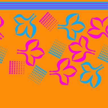 Renkli yapraklar ve noktalarla dikişsiz desen 