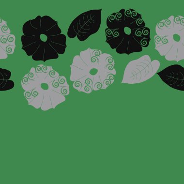 Soyut basit çiçekler ve yaprakları Dikişsiz desen