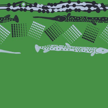 Balık ile dikişsiz soyut desen