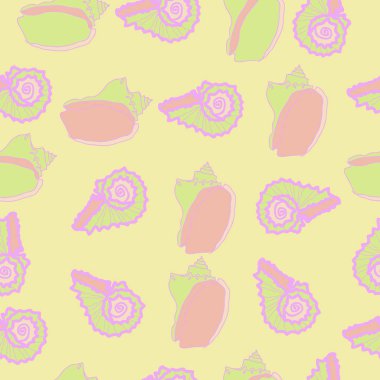 arka planda renkli parlak deniz kabukları seti