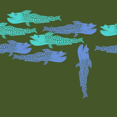 Renkli balık ile dikişsiz soyut desen