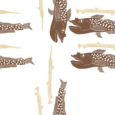 Soyut basit balıklar ile dikişsiz desen