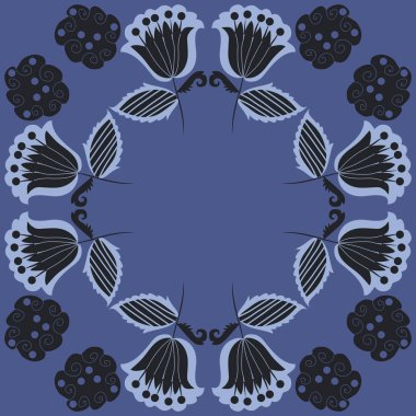 Soyut çiçekler daire çerçevesinin dikişsiz deseni