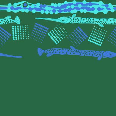 Balık ile dikişsiz soyut desen