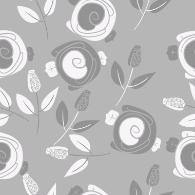 Çiçeklerle kesintisiz soyut desen, vektör arka plan