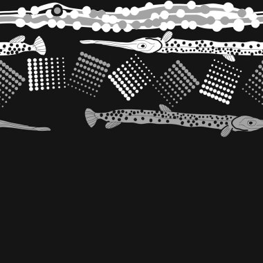 Balık ile dikişsiz soyut desen