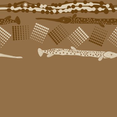 Balık ile dikişsiz soyut desen