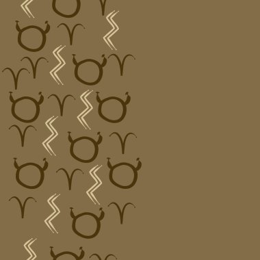 Burçların dikişsiz desen - boğa, koç, kova. Vektör çizimi